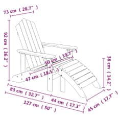 Vidaxl Vrtna stola Adirondack s stolčkom za noge in mizico HDPE bela
