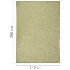 Vidaxl Zunanja preproga ploščato tkanje 140x200 cm zelena