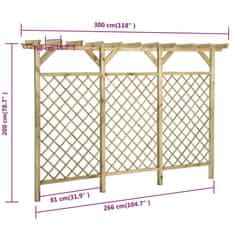 Vidaxl Vrtna ograja s pergolo 300x50x200 cm impregnirana borovina