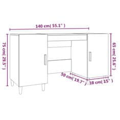 Vidaxl Pisalna miza betonsko siva 140x50x75 cm konstruiran les