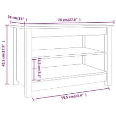 Vidaxl Klop za čevlje bela 70x38x45,5 cm trdna borovina