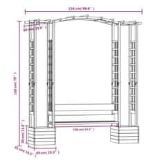 Vidaxl Vrtna pergola s klopjo in koriti impregnirana trdna borovina