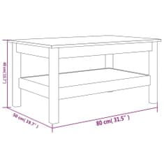 Vidaxl Klubska mizica 80×50×40 cm trdna borovina