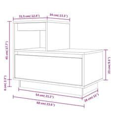 Vidaxl Nočna omarica medeno rjava 60x34x51 cm trdna borovina