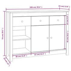 Vidaxl Komoda 100x35x74 cm trdna borovina