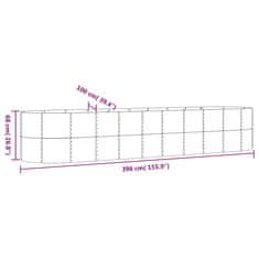 Vidaxl Visoka greda iz prašno premazanega jekla 396x100x68 cm srebrna