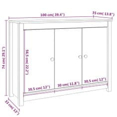 Vidaxl Komoda 100x35x74 cm trdna borovina