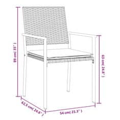 Vidaxl Vrtni stoli z blazinami 2 kosa črni 54x62,5x89 cm poli ratan