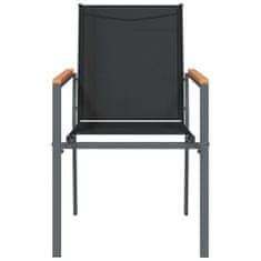 Vidaxl Vrtni stoli 2 kosa črni 55x61,5x90 cm textilene in jeklo