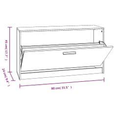 Vidaxl Klop za čevlje dimljen hrast 80x24x45 cm inženirski les