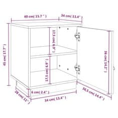 Vidaxl Nočna omarica 2 kosa črna 40x34x45 cm trdna borovina