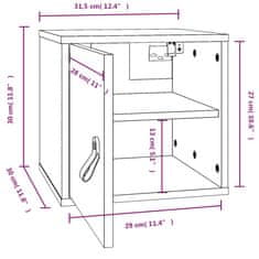 Vidaxl Stenska omarica medeno rjava 31,5x30x30 cm trdna borovina