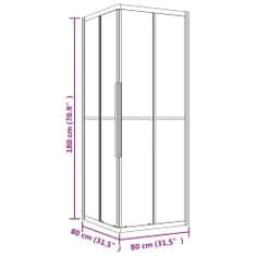 Vidaxl Tuš kabina mlečno steklo ESG 80x80x180 cm črna