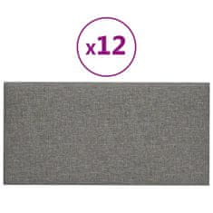 Vidaxl Stenski paneli 12 kosov svetlo sivi 30x15 cm blago 0,54 m²