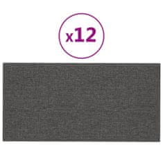 Vidaxl Stenski paneli 12 kosov temno sivi 60x30 cm blago 2,16 m²