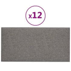 Vidaxl Stenski paneli 12 kosov svetlo sivi 60x30 cm blago 2,16 m²