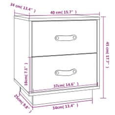 Vidaxl Nočna omarica 2 kosa bela 40x34x45 cm trdna borovina