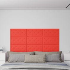 Vidaxl Stenski paneli 12 kosov rdeči 60x30 cm umetno usnje 2,16 m²