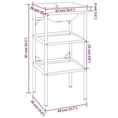 Vidaxl Okvir umivalnika z vgradnim umivalnikom črno železo