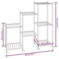 Vidaxl Stojalo za rože s kolesi 83x25x83,5 cm črno železo