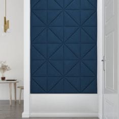 Vidaxl Stenski paneli 12 kosov modri 30x30 cm žamet 0,54 m²