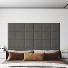 Vidaxl Stenski paneli 12 kosov temno sivi 30x30 cm žamet 1,08 m²