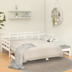 Vidaxl Izvlečna dnevna postelja bela trdna borovina 2x(80x200) cm