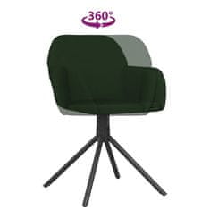 Vidaxl Vrtljiv jedilni stol 2 kosa temno zelen žamet