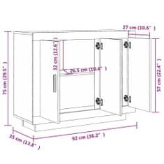 Vidaxl Komoda črna 92x35x75 cm konstruiran les