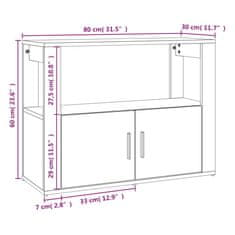 Vidaxl Komoda siva sonoma 80x30x60 cm inženirski les