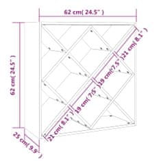 Vidaxl Stojalo za vino 62x25x62 cm trdna borovina