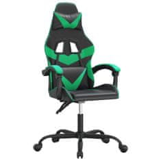 Vidaxl Vrtljiv gaming stol črno in zeleno umetno usnje
