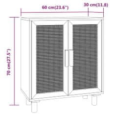 Vidaxl Komoda rjava 60x30x70 cm trdna borovina in naravni ratan