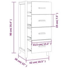 Vidaxl Visoka omara črna 42x38x90 cm inženirski les