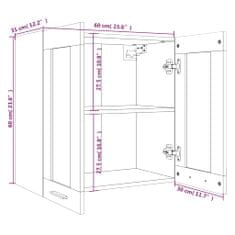 Vidaxl Steklena viseča omarica dimljeni hrast 60x31x60 cm les