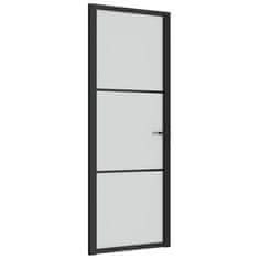 Vidaxl Notranja vrata 76x201,5 cm črno mat steklo in aluminij