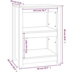 Vidaxl Knjižna omara siva 50x35x68 cm trdna borovina