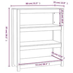 Vidaxl Knjižna omara siva 80x35x97 cm trdna borovina