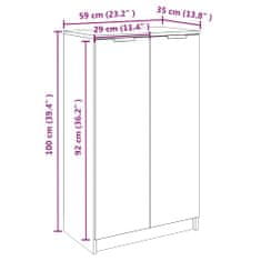 Vidaxl Omarica za čevlje visok sijaj bela 59x35x100 cm konstruiran les