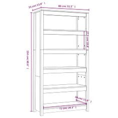 Vidaxl Knjižna omara medeno rjava 80x35x154 cm trdna borovina