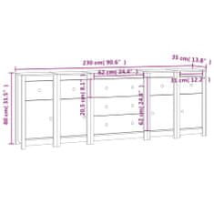 Vidaxl Komoda 230x35x80 cm trdna borovina