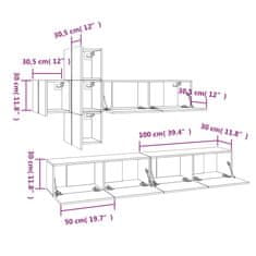 Vidaxl Komplet TV omaric 7-delni siv sonoma konstruiran les