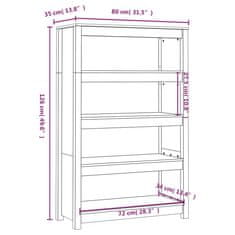 Vidaxl Knjižna omara siva 80x35x126 cm trdna borovina