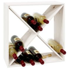 Vidaxl Stojalo za vino belo 62x25x62 cm trdna borovina