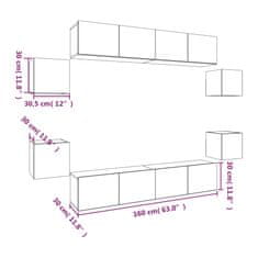 Vidaxl Komplet TV omaric 8-delni dimljen hrast konstruiran les
