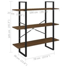 Vidaxl Knjižna omara rjav hrast 100x30x105 cm konstruiran les