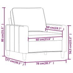 Vidaxl Fotelj vinsko rdeč 60 cm žamet