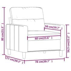 Vidaxl Fotelj svetlo siv 60 cm blago