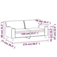 Vidaxl Dvosed siv 140 cm umetno usnje