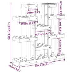 Vidaxl Stojalo za rastline sivo 104,5x25x109,5 cm trdna borovina